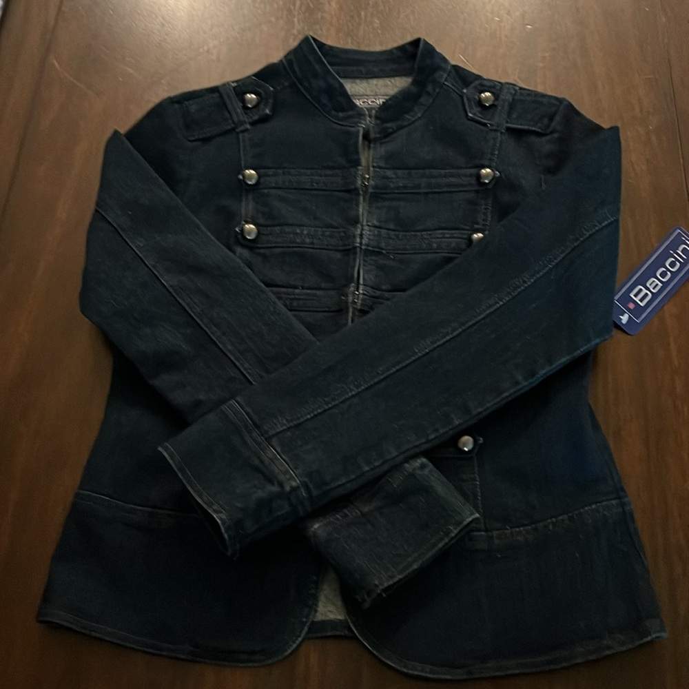 Baccini Women’s Military Style Denim Jacket NWT Sz SM - Picture 5 of 7